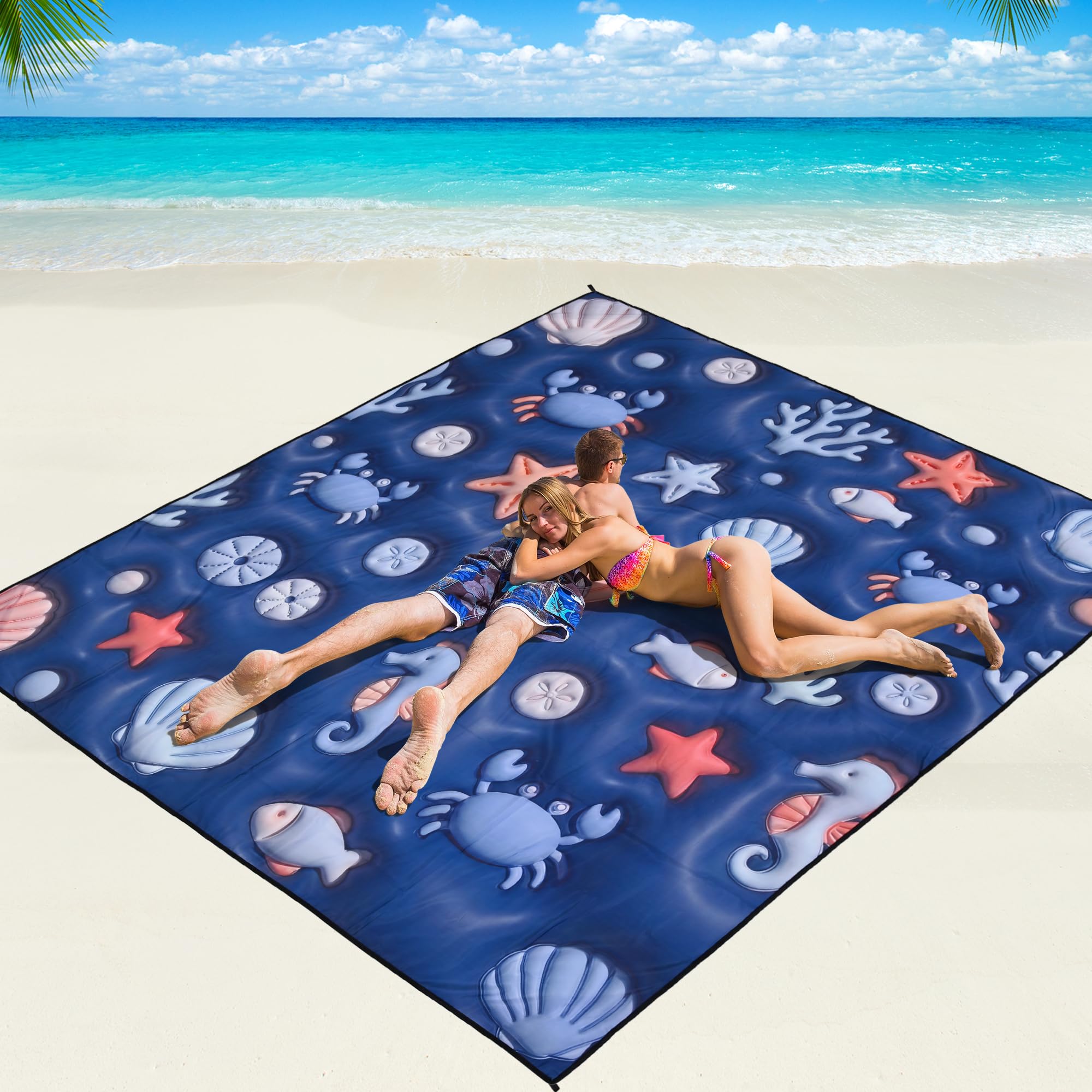 WIWIGO Beach Mat spread out on sand