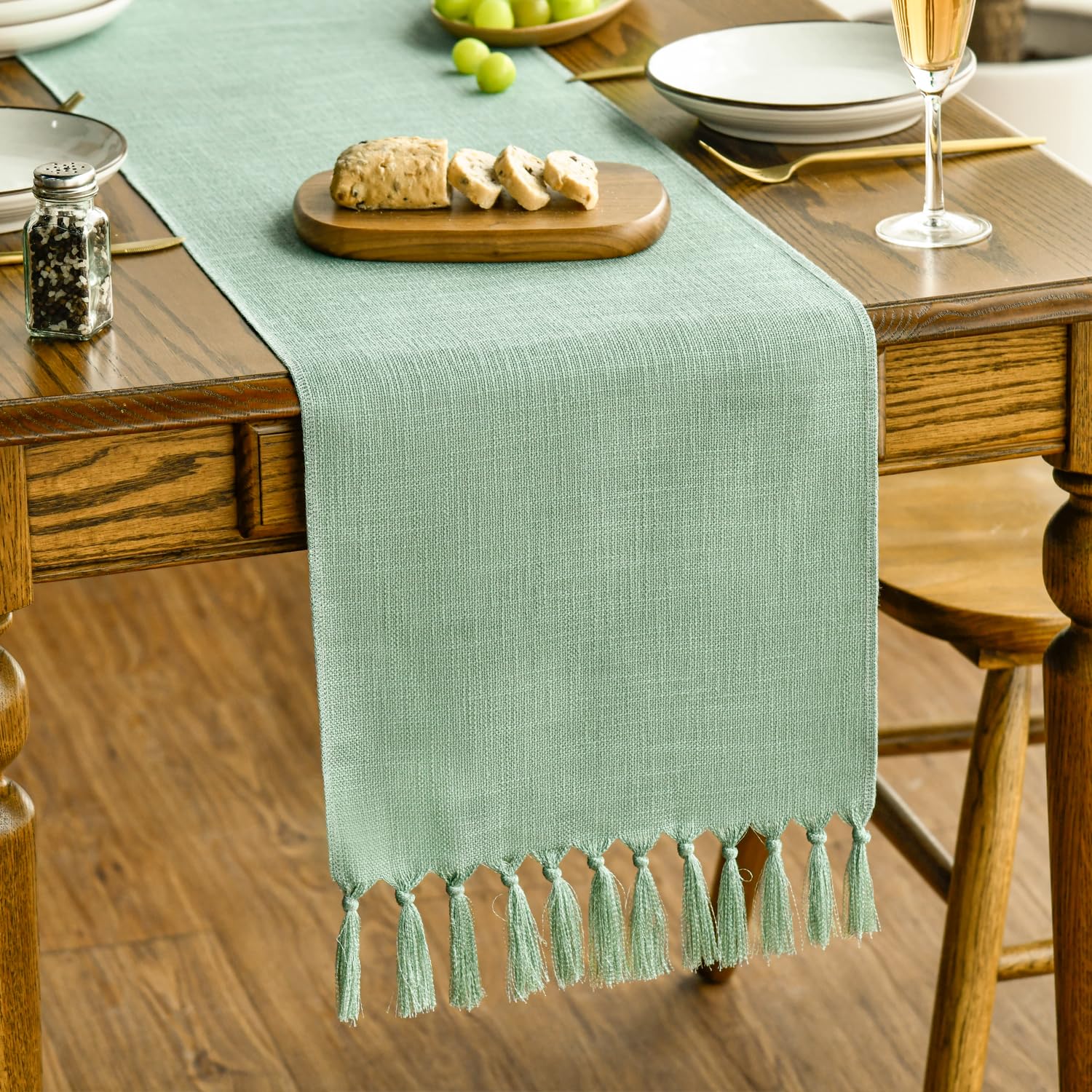 Runner Da Tavola Artoid Mode - Tovagliolo Decorativo Rustico Salvia Verde 33x183 Cm | Lavabile, Per Feste - Foto 5