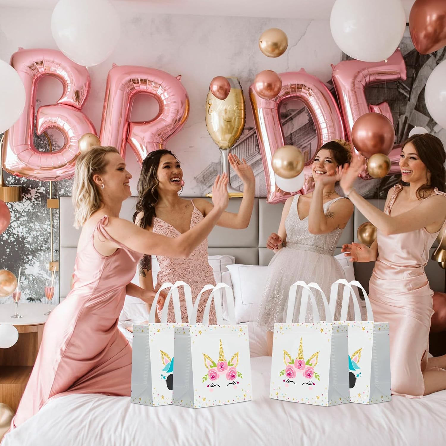 KERINGO 24 PCS Party Favor Bags for Unicorn with Handles Reusable Non Woven Goodie Bags Pink Blue Candy Treat Gift Bag for Unicorn Girls Kids Party Supplies - Image 6