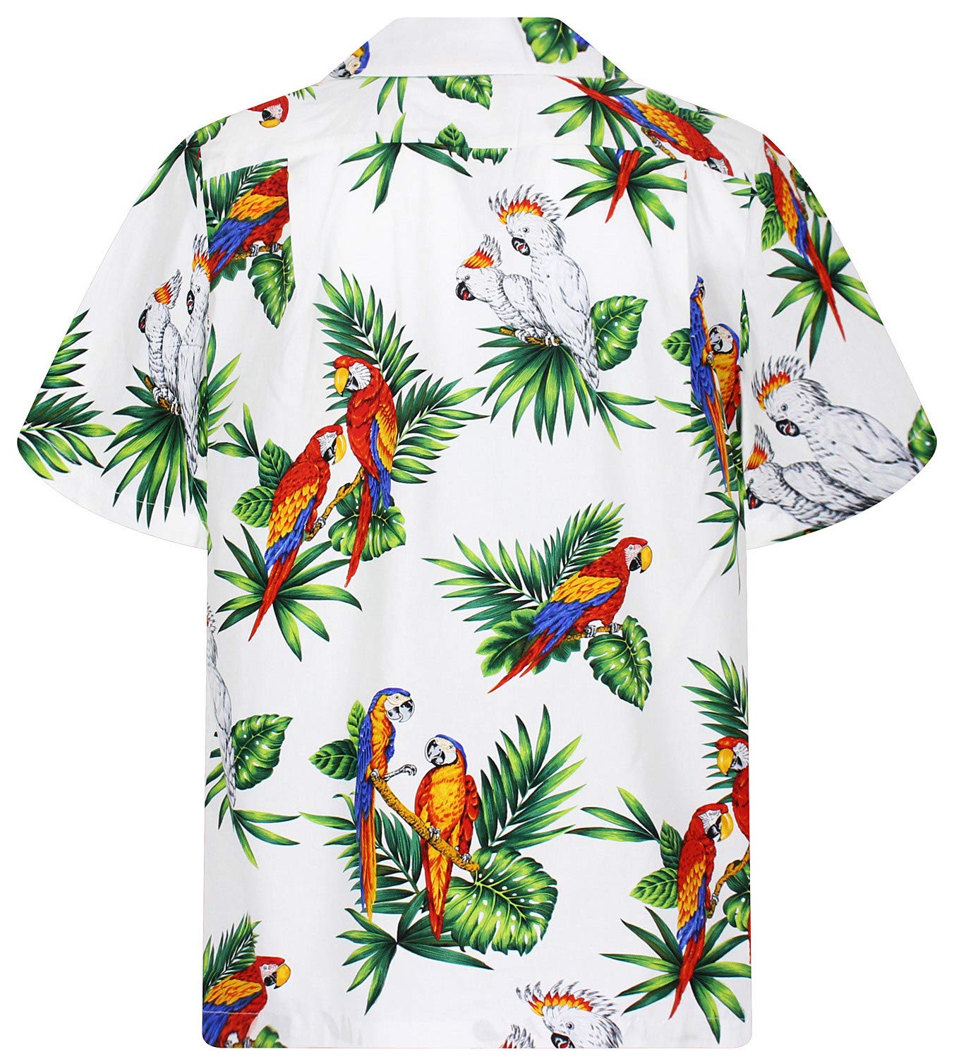 Pacific Legend Originale Camicia-Hawaiana Uomo Manica-Corta Elegante Pappagallo Cacatua Foglie Unisex