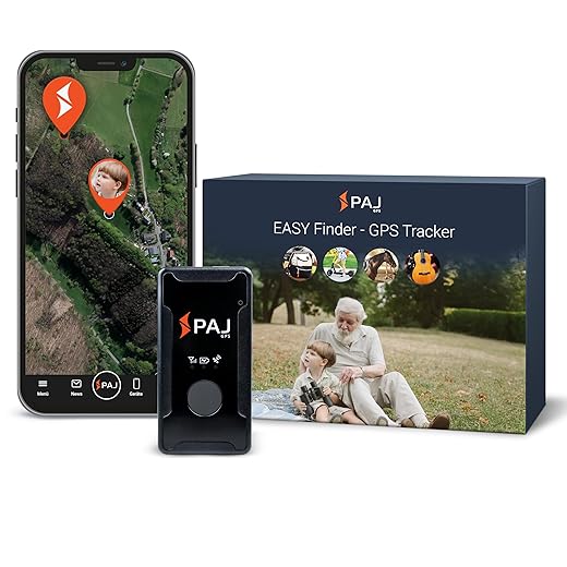 PAJ GPS Easy Finder 4G GPS Tracker for Children, Seniors & Dementia Voice Messages Real Time Locator with SOS Emergency Call Button Up to 14 Days Battery Life Mini GPS Tracker