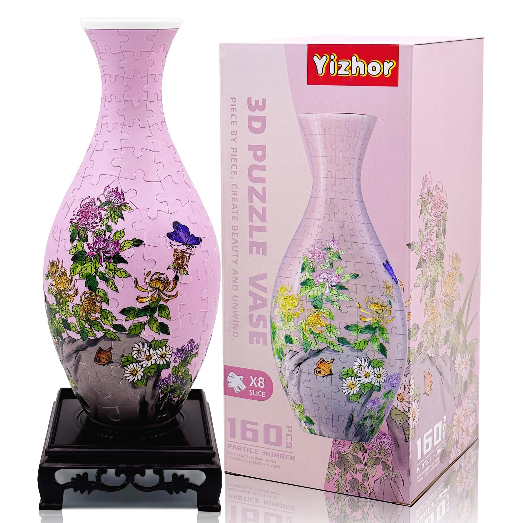 Amazon.com: Yizhor Puzzle Vase for Adults – Pink Floral 3D Flower