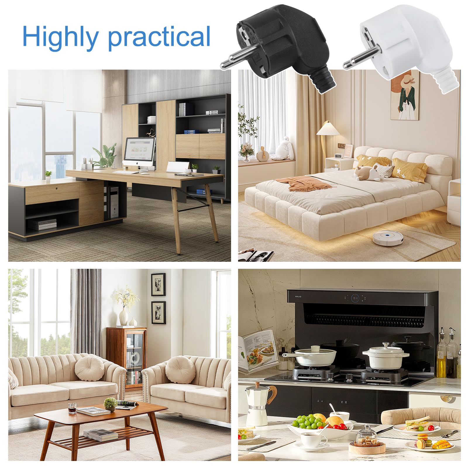 Prise Electrique Male Schuko 250V 16A 8 Pièces + Tournevis