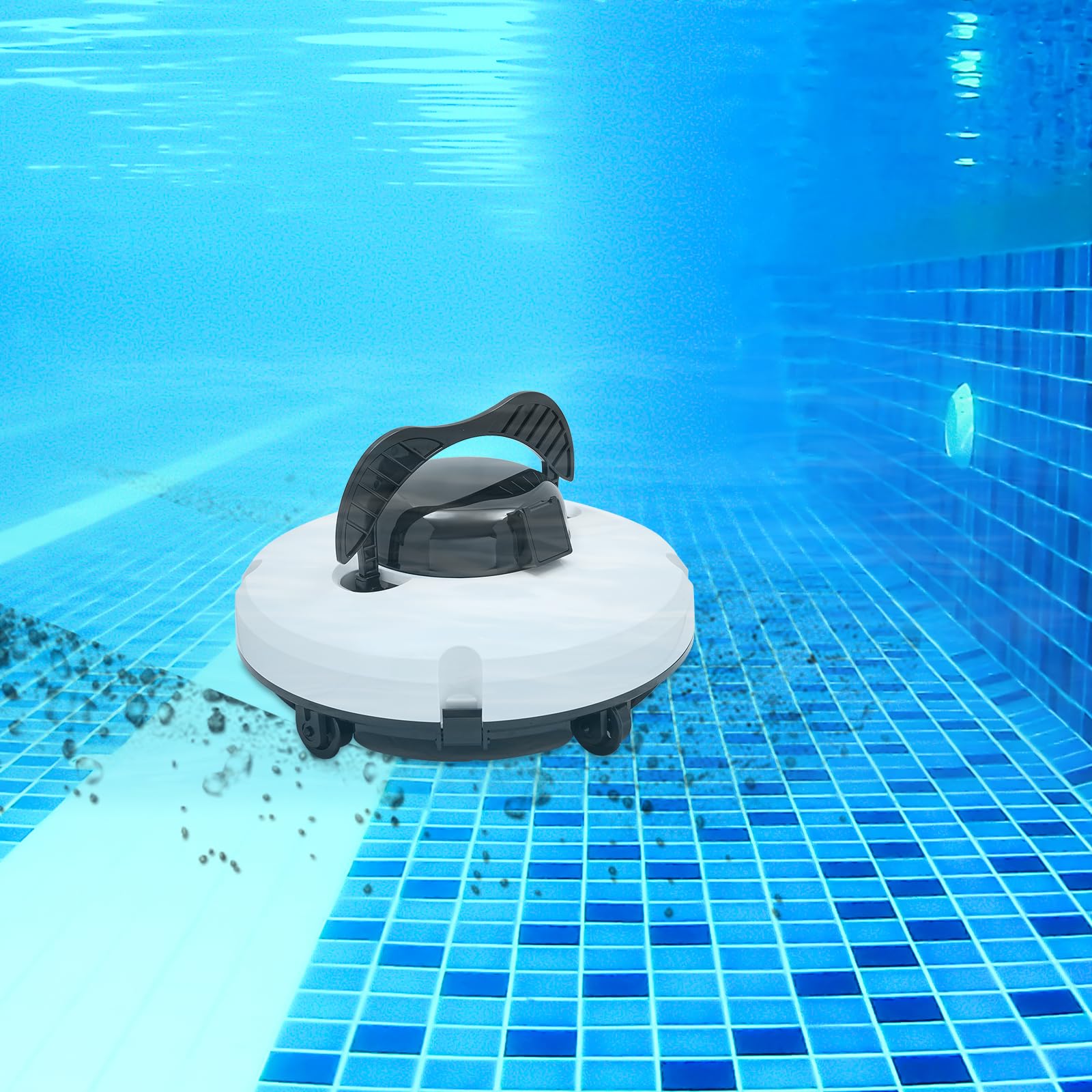 Poolroboter Akku kabellos Poolreiniger Bodenreinigung bis 100m² | IPX8 wasserdicht, Dual Motor, automatische Wandumkehr, 17m/min Reinigung, 2h Laufzeit, für Rund & Rechteck Pools