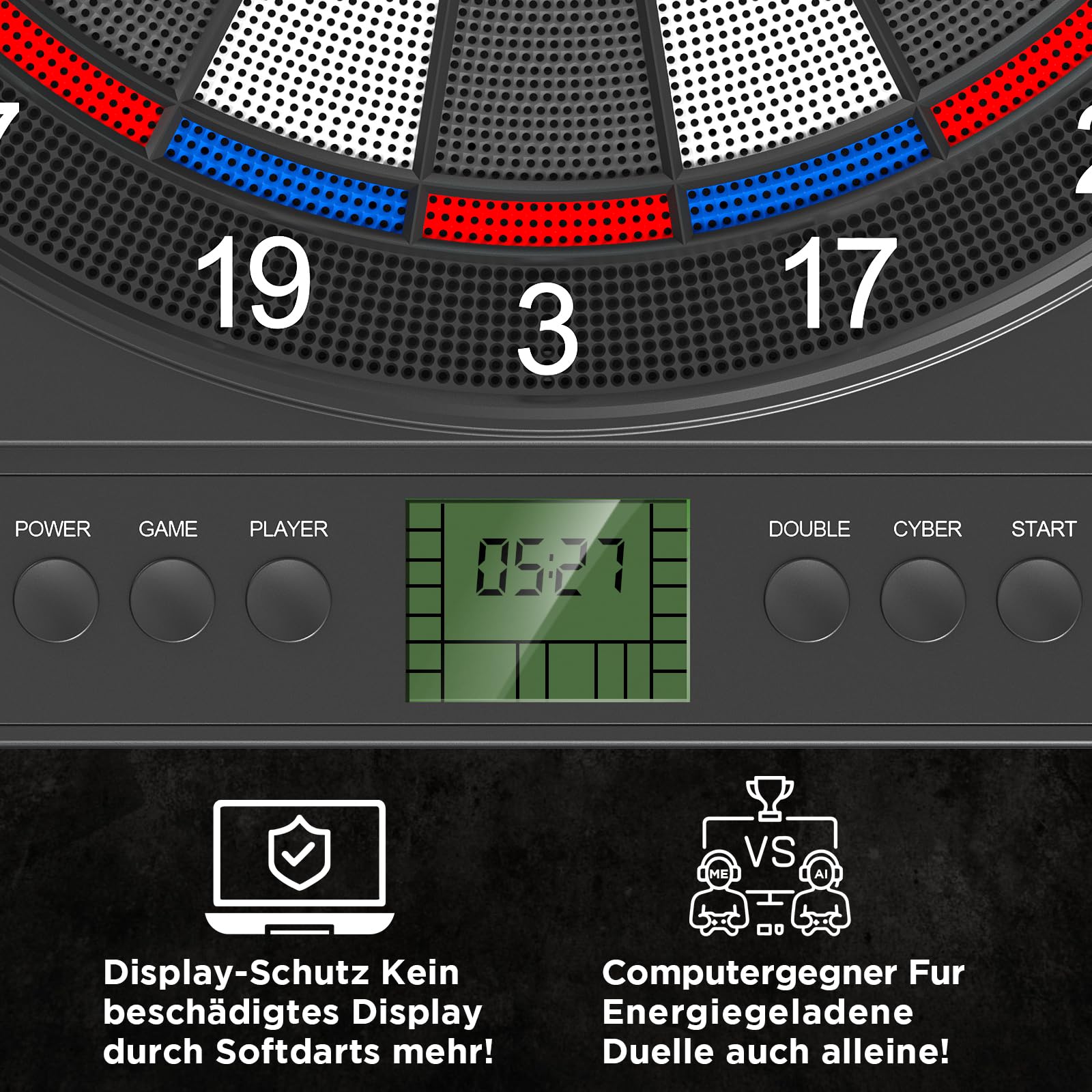 Elektronische Dartscheibe I E-Dartboard für Erwachsene I 12 Dartpfeilen & Ersatzspitzen I Geeignet für Partys und Spieleabende