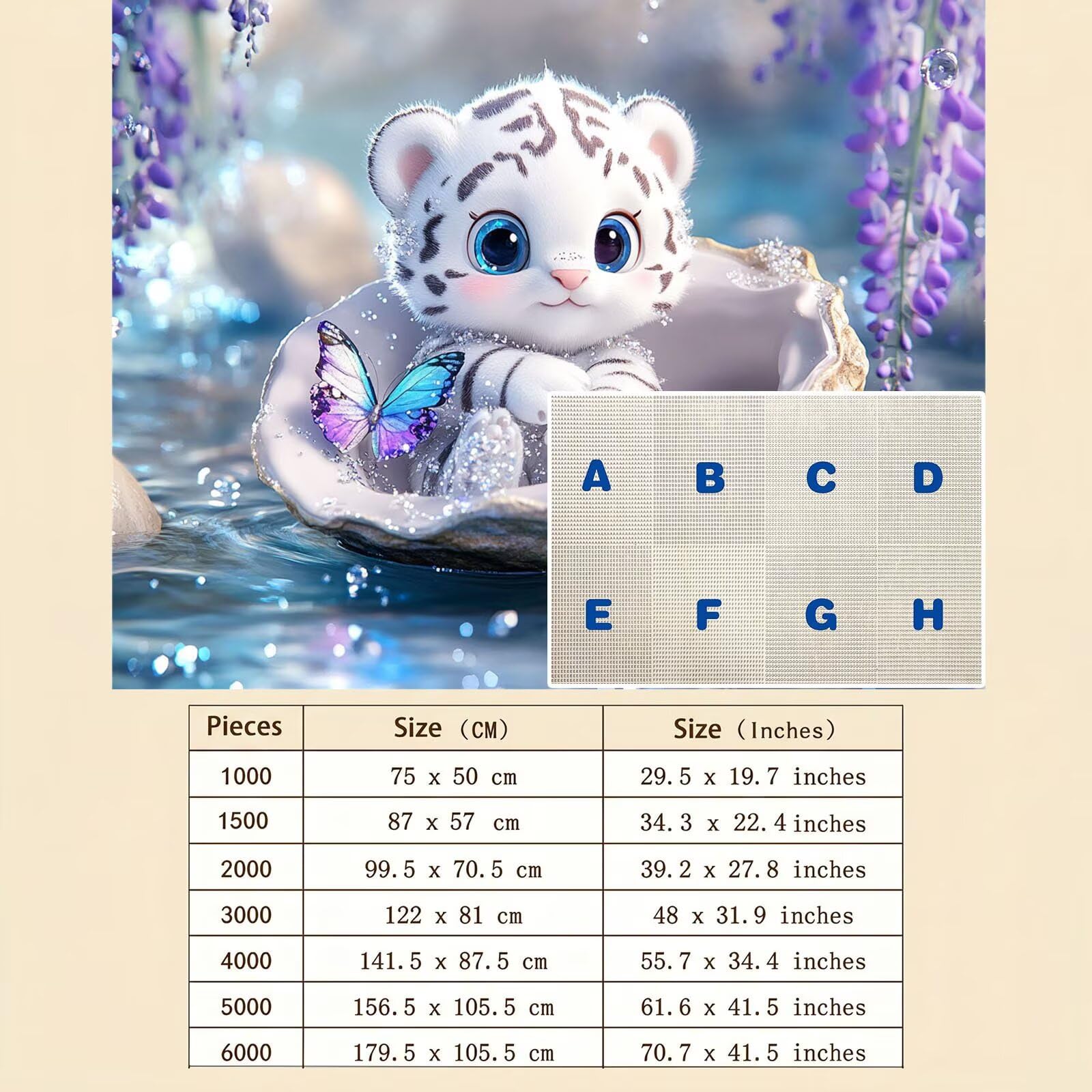 tigre Carino-2 Puzzle 6000 Pezzi per Adulti, Puzzle in Legno - Collezione Classica con Poster Incluso - Sfida di Concentrazione e Passatempo Antistress, Gioco per Famiglia, 179 x 105 cm f0-617