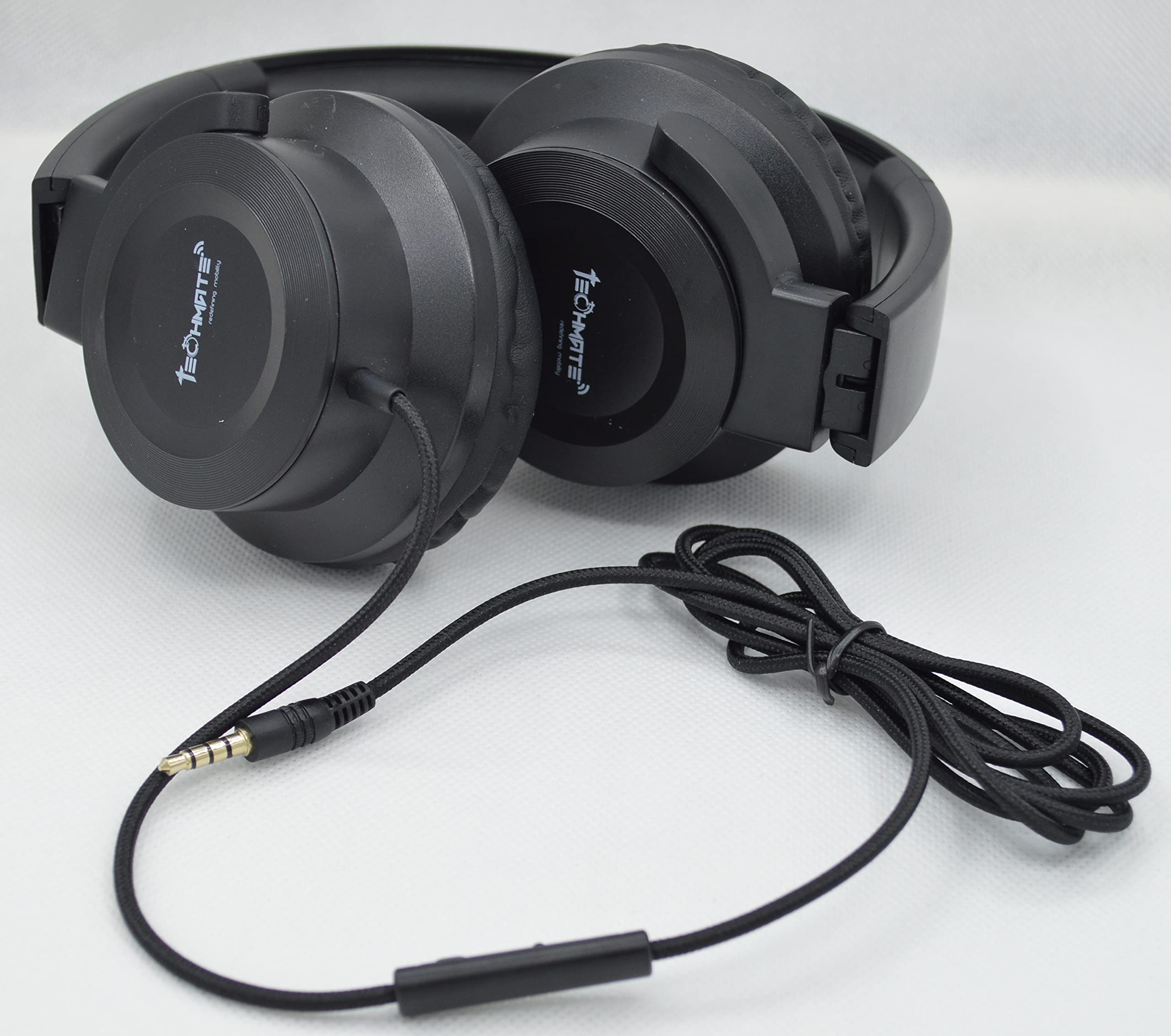 TechMateFoldable Wired Headset with Mic (Black)