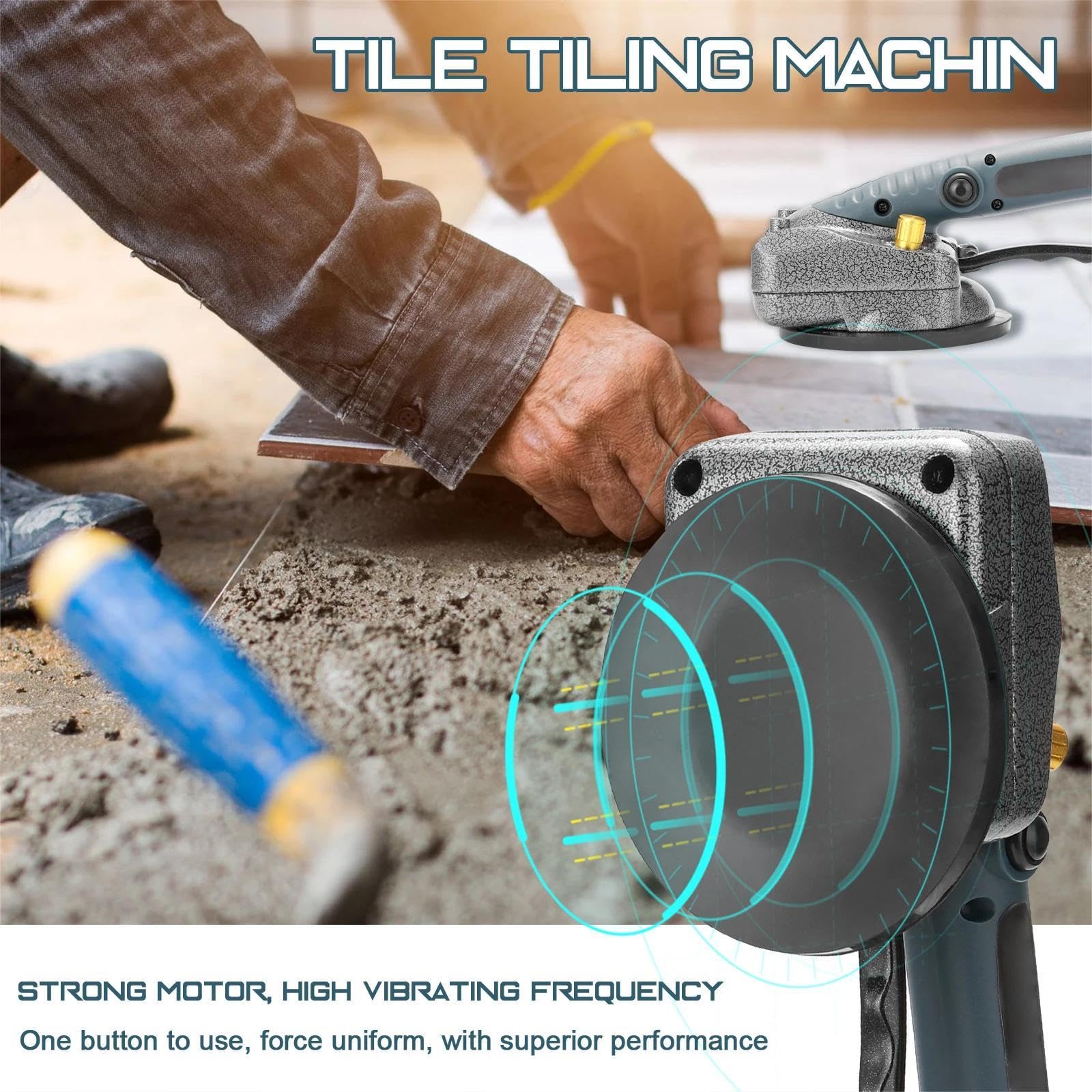 Máquina De Azulejos De 12V, Máquina De Azulejos Inalámbricos Regulables De 10 Velocidades,Herramienta Vibradora Para Azulejos De Pared Y Colocación De Azulejos,Adsorción De 45 Kg, Herramienta De