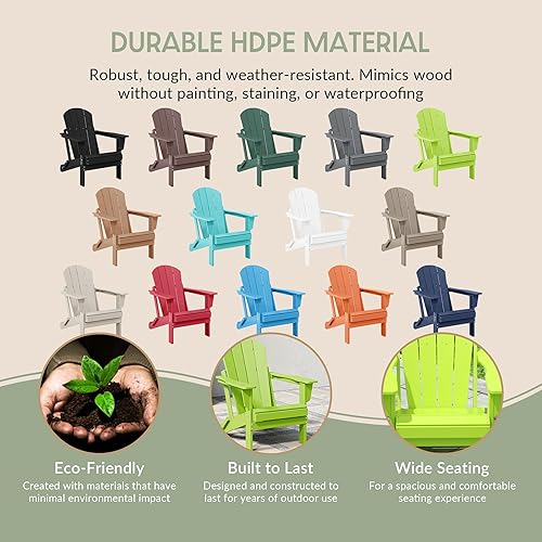Miniatura 6 de WestinTrends Silla Adirondack para exteriores, silla de plástico para hoguera, silla plegable resistente a la intemperie, para terraza, jardín,