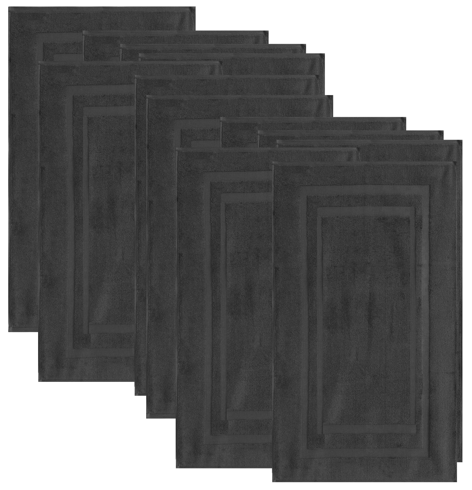 Set of 2, 4, 6 & 12 Luxury Cotton Bath Mat (50 x 70 cm) 100% Super Soft Terry Toweling Mats Carpet for Bathroom Rugs Shower Floor Towels Machine Washable Mat (12, Charcoal Grey)