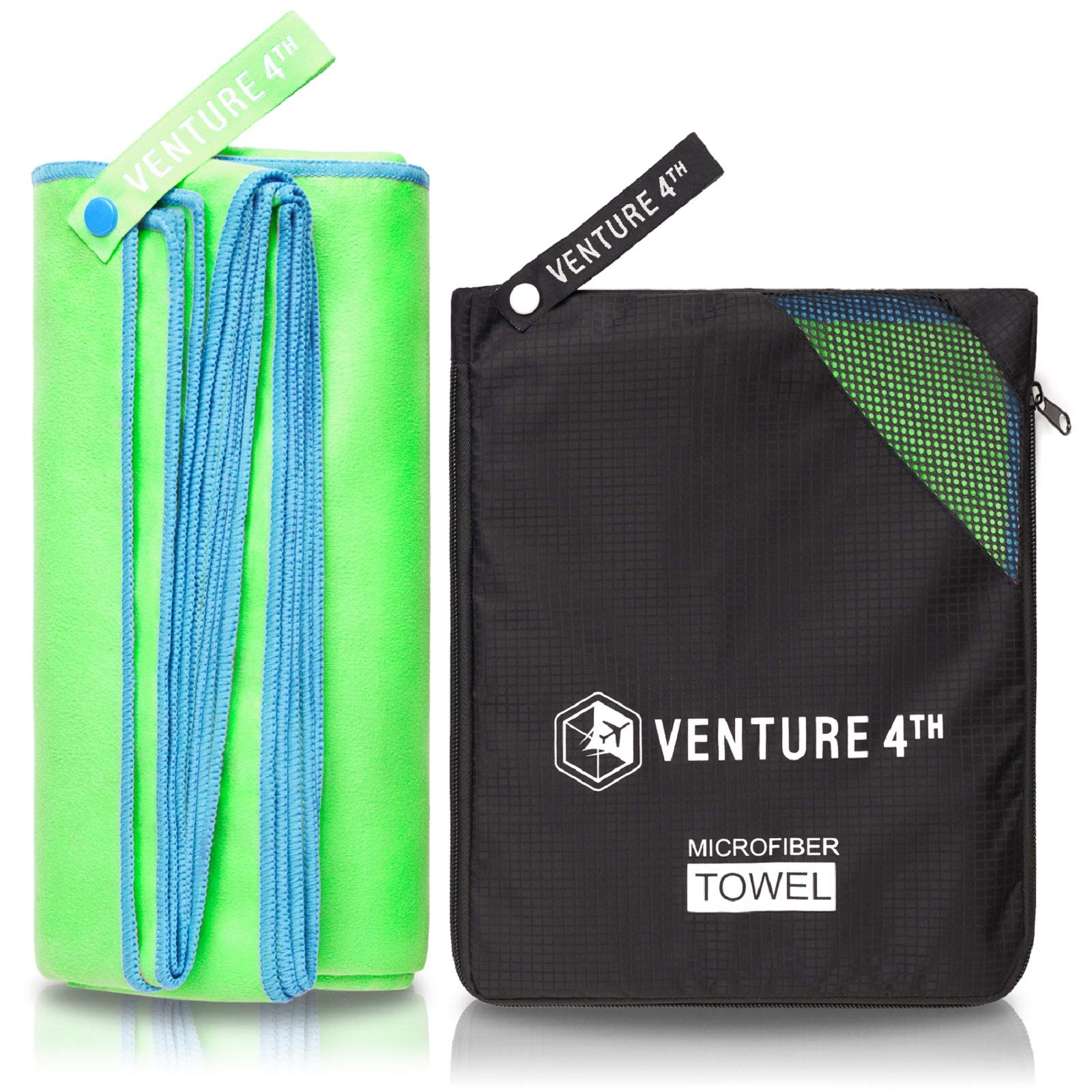 VENTURE 4TH Quick Dry Travel Towel - Fast Drying Ultra Soft Microfiber Towels - Essential for Camping, Backpacking, Yoga, Swimming, Gym, Sports and Beach - 3 Compact Sizes