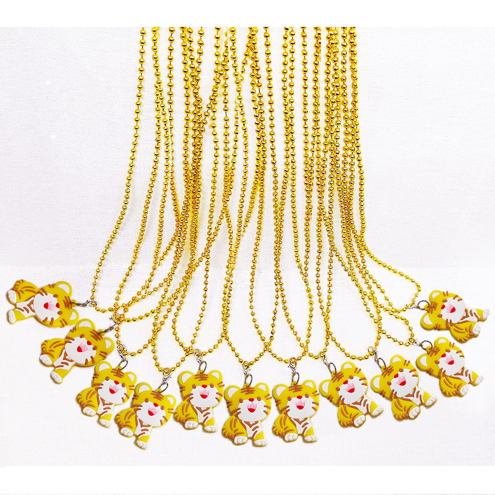 24 Pack Tiger Necklace Party Favors for Safari Jungle Baby Showe, Birthday Party Goodie Bag Fillers, School Carnival Rewards, Photography Props, Home Decorations, Classroom Prize