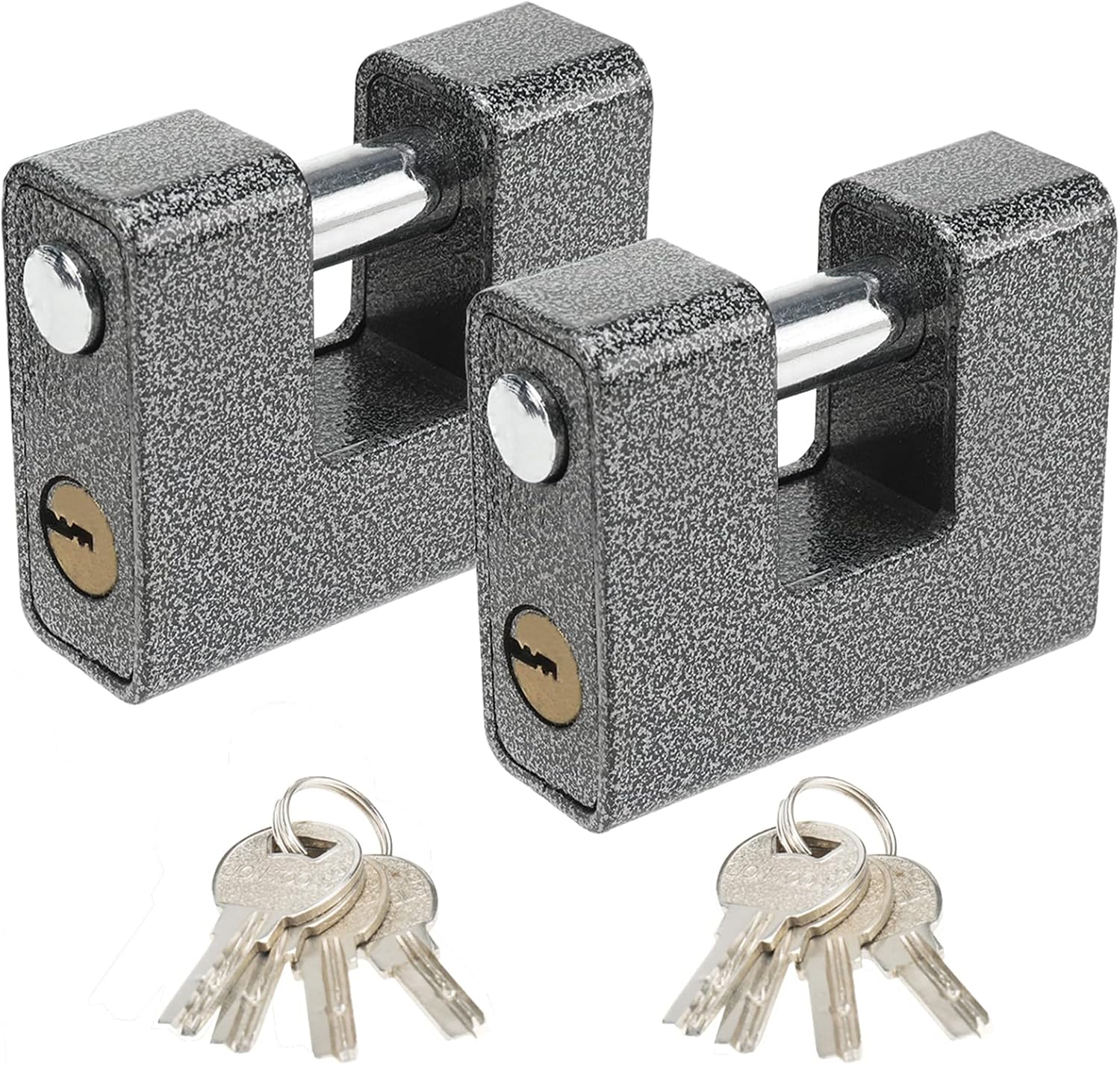 RealPlus 2 Pack Heavy Duty Padlocks with 8 Keys, 70mm Hardened Solid