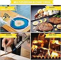 Vista 6 de FunOwlet Encendedor de butano recargable, sopletes de soldadura de metal de alta calidad con llama de precisión ajustable para cocina culinaria