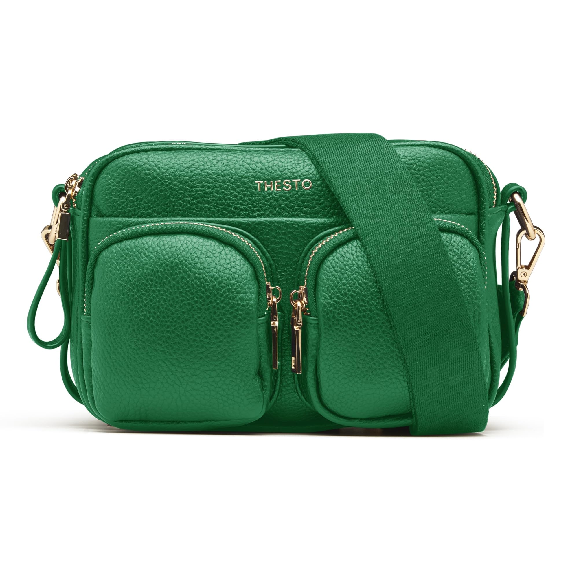 THESTO Functional Multi Pocketed Sling Bag - Green | Stylish Retro Shoulder Bag for Women | Lightweight Compact Design | Cross Body Travel Office Messenger One Side Handbag (B0CSKBKLD5) Amazon Price History, Amazon Price Tracker