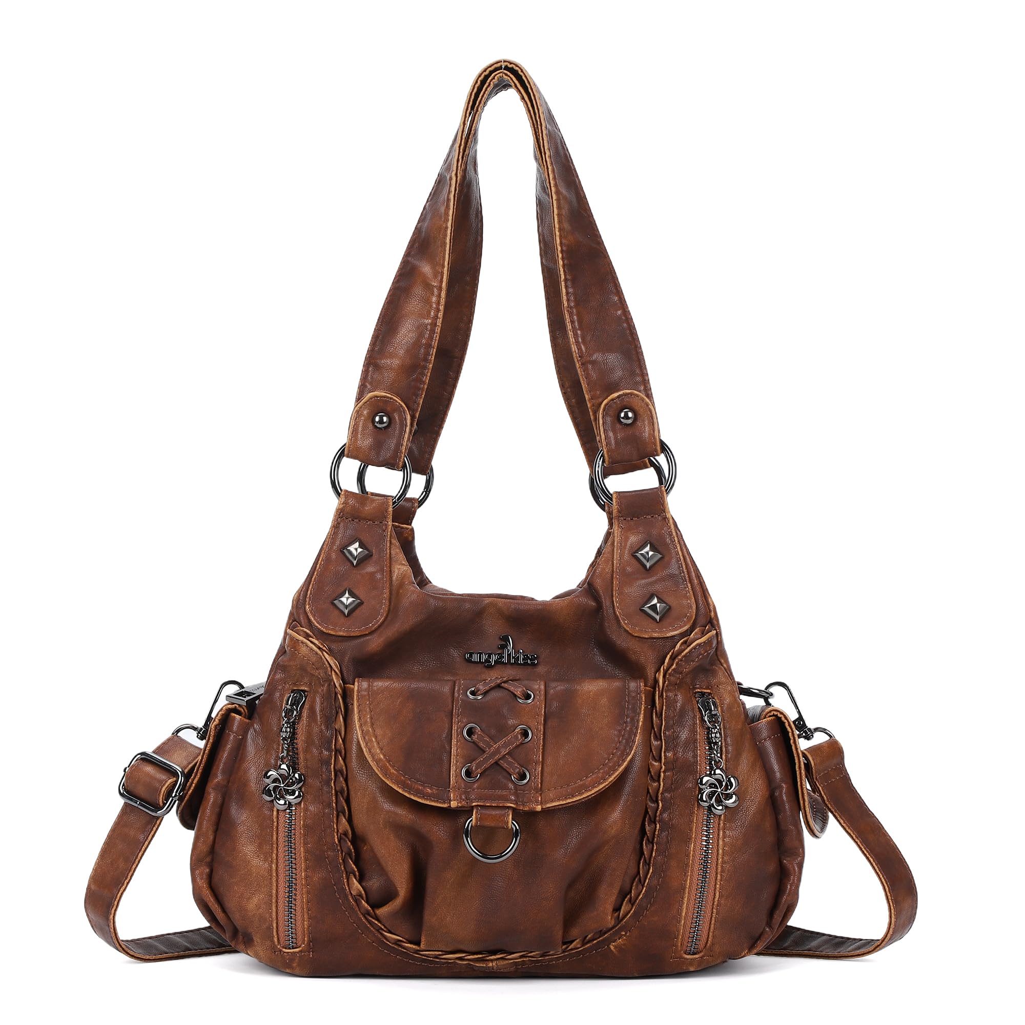 Angel Kiss Bolso hobo para mujer, pequeño, de piel vegana, con múltiples bolsillos, bolso bandolera, tote, de hombro, estilo Y2K