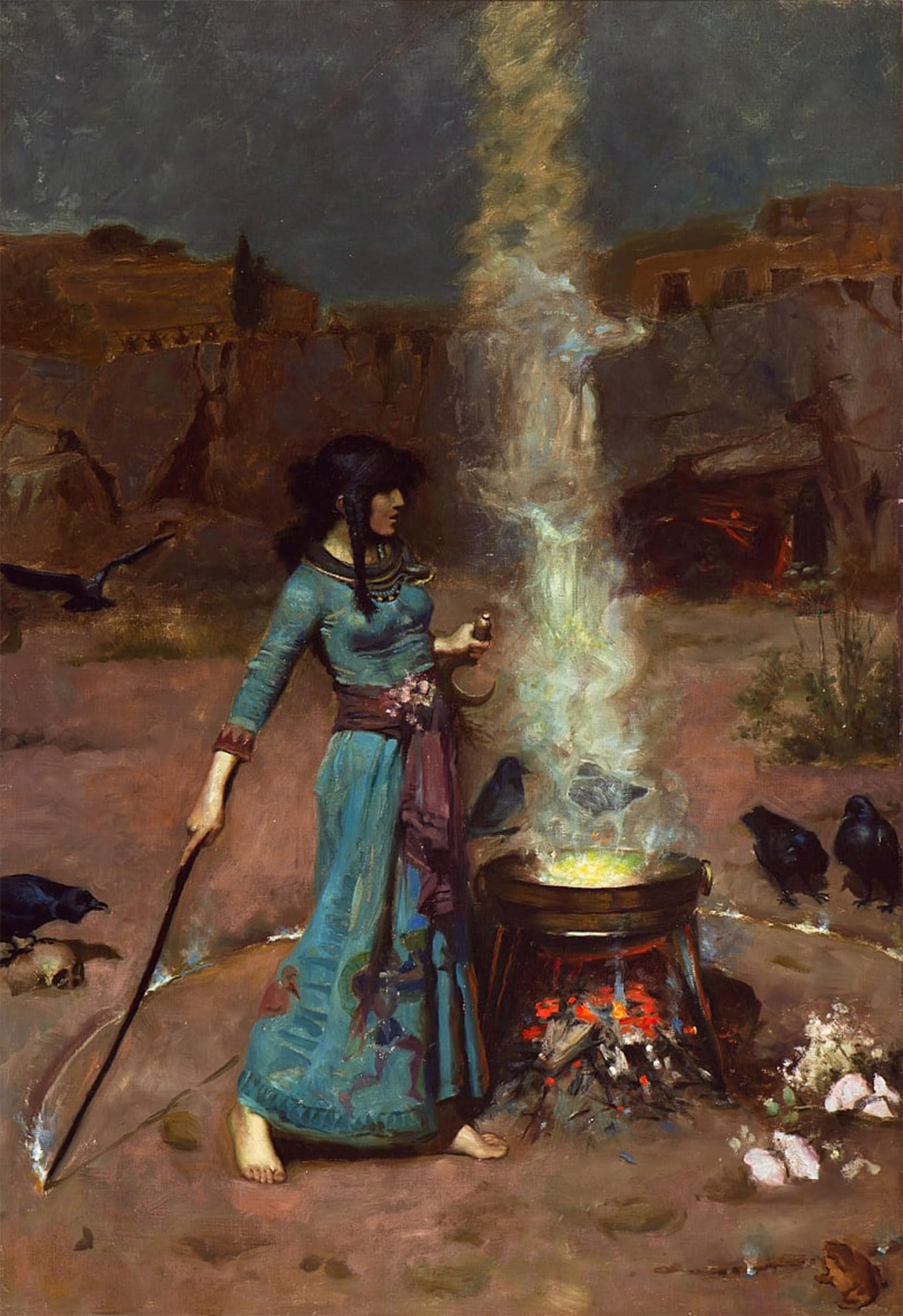 ARTXLXXBN Famous Painting Canvas Artwork Graffiti Print Circe Invidiosa by John William Waterhouse Portrait Canvas Image for Home Decor 60x90cm