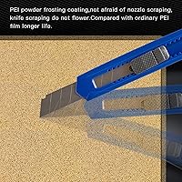 Vista 6 de Hoja PEI texturizada de doble cara, placa de impresión de piezas de impresora 3D, superficie PEI esmerilada de 12.205 x 12.205 in para impresoras