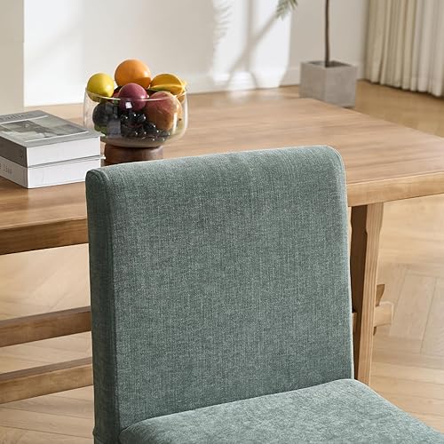 Miniatura 3 de Juego de 2 sillas de comedor cubiertas de granja, modernas sillas tapizadas para cocina y comedor, cómodas sillas laterales sin brazos con acento