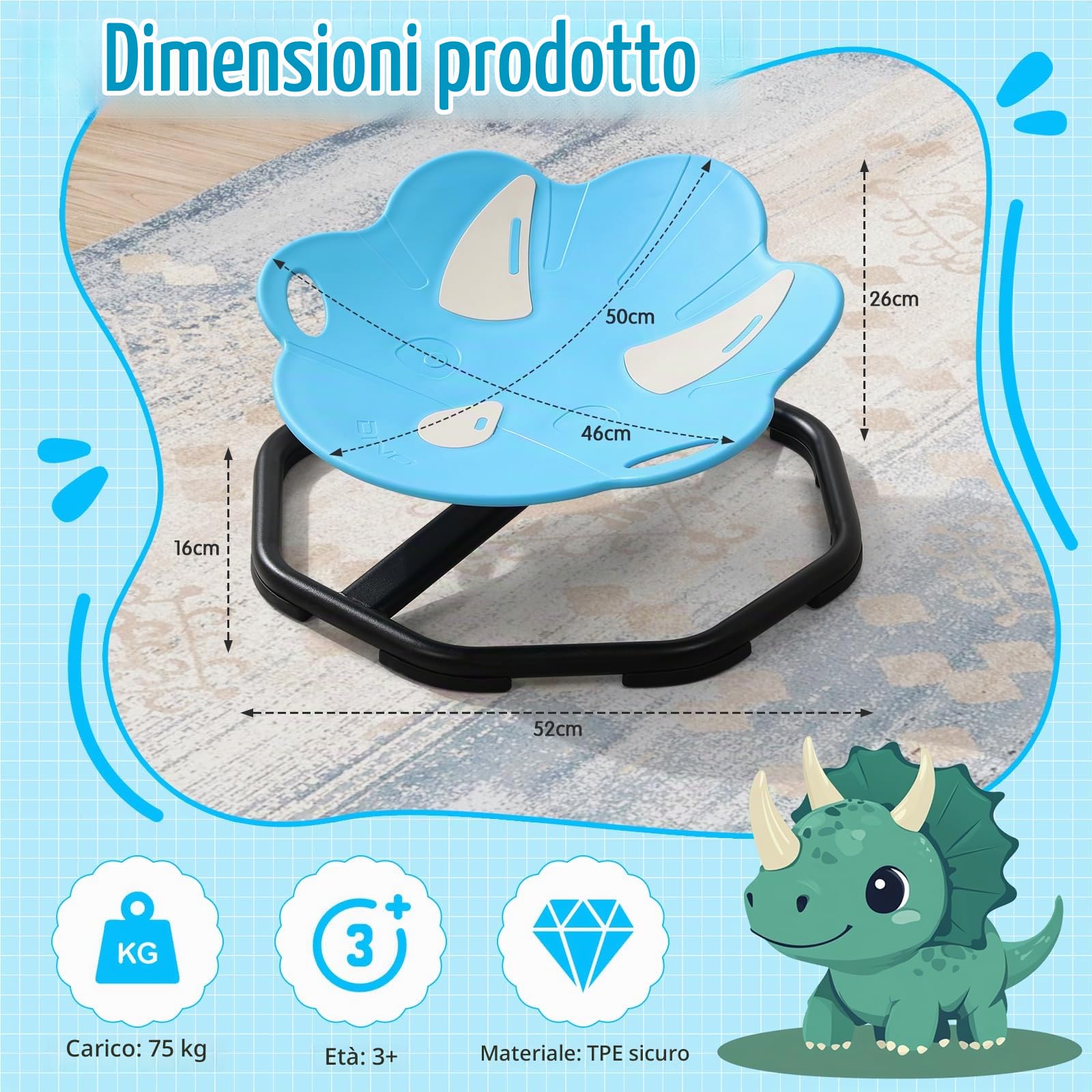 360° Sedia Girevole Sensoriale per Bambini, Sedia Girevole per Autismo, Sedia Girevole Bambini Sensoriale con Maniglie, Allenamento della Coordinazione Fisica,per 3+ Ragazzi e Ragazze