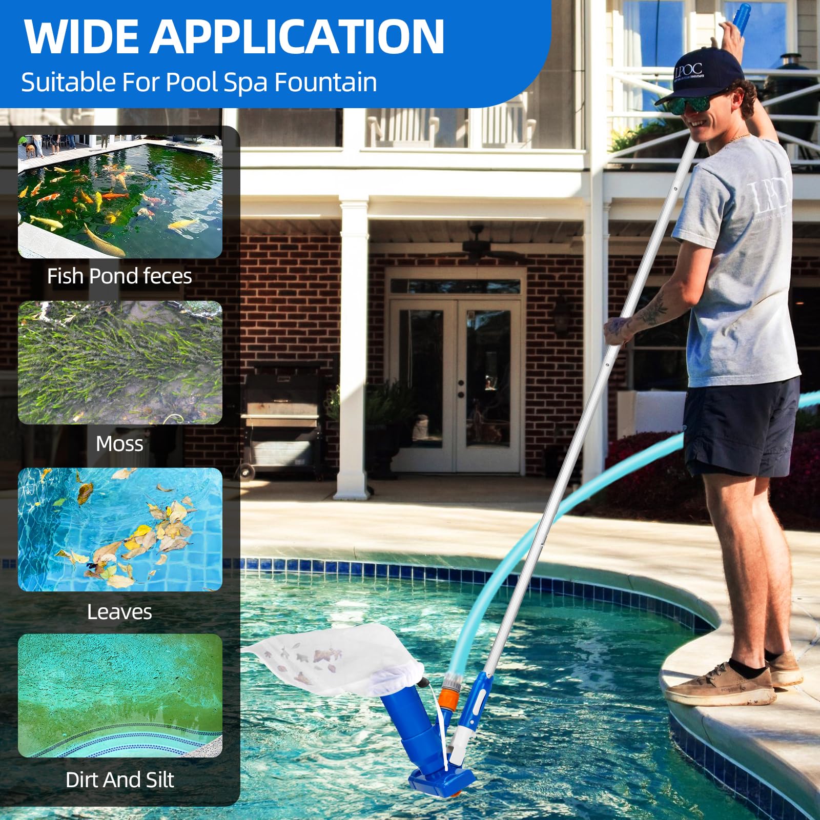 Aspirateur de Piscine,Kit de Nettoyage par Aspiration,Kit d'entretien pour Piscine,Balai Aspirateur Piscines Filtre,Aspirateurs Portable pour Petites Piscines, Spa, Ja-cuzzi, Bain à Remous