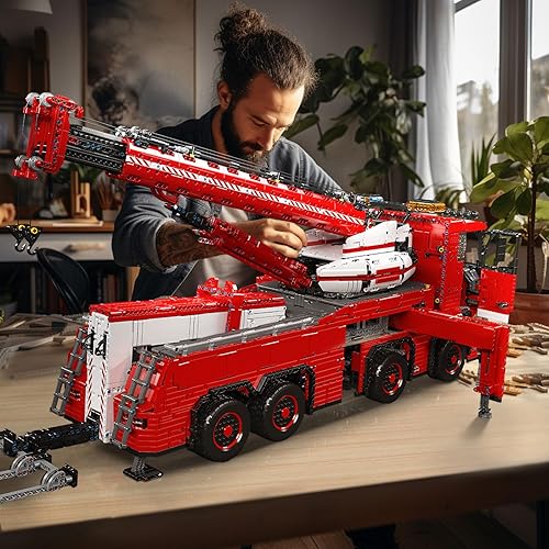 Miniatura 6 de Mould King 19008 MOC - Juego de construcción de camión de grúa pesada, 10966 piezas APP camión de recuperación de control remoto con 19 motores,