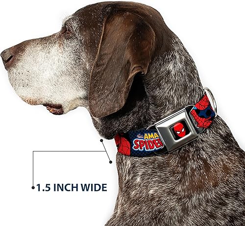 Miniatura 7 de Buckle-Down Collar de perro con hebilla de cinturón de seguridad, increíble Spider-Man, 1 pulgada de ancho, se adapta a cuello de 11 a 17 pulgadas,