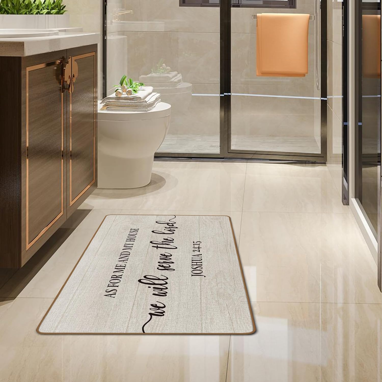 Christian Door Mat, Joshua 24:15 Bible Welcome Mat, as for Me and My House We Will Serve the Lord Front Doormats Indoor Outside Entrance, Christian Home Decor, Bible Verse Decor, 17x29 Inch