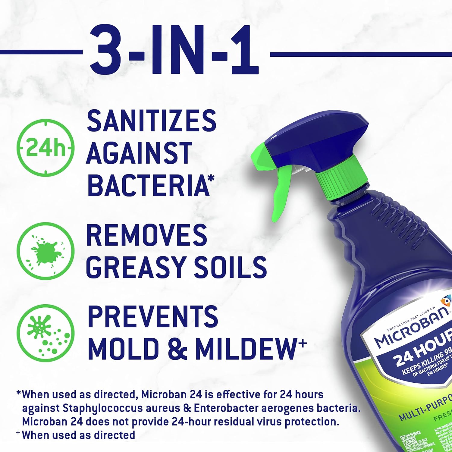 Microban Disinfectant Spray, 24 Hour Sanitizing and Antibacterial Spray, All Purpose Cleaner, Fresh Scent, 4 Count, 22 fl oz Each : Everything Else