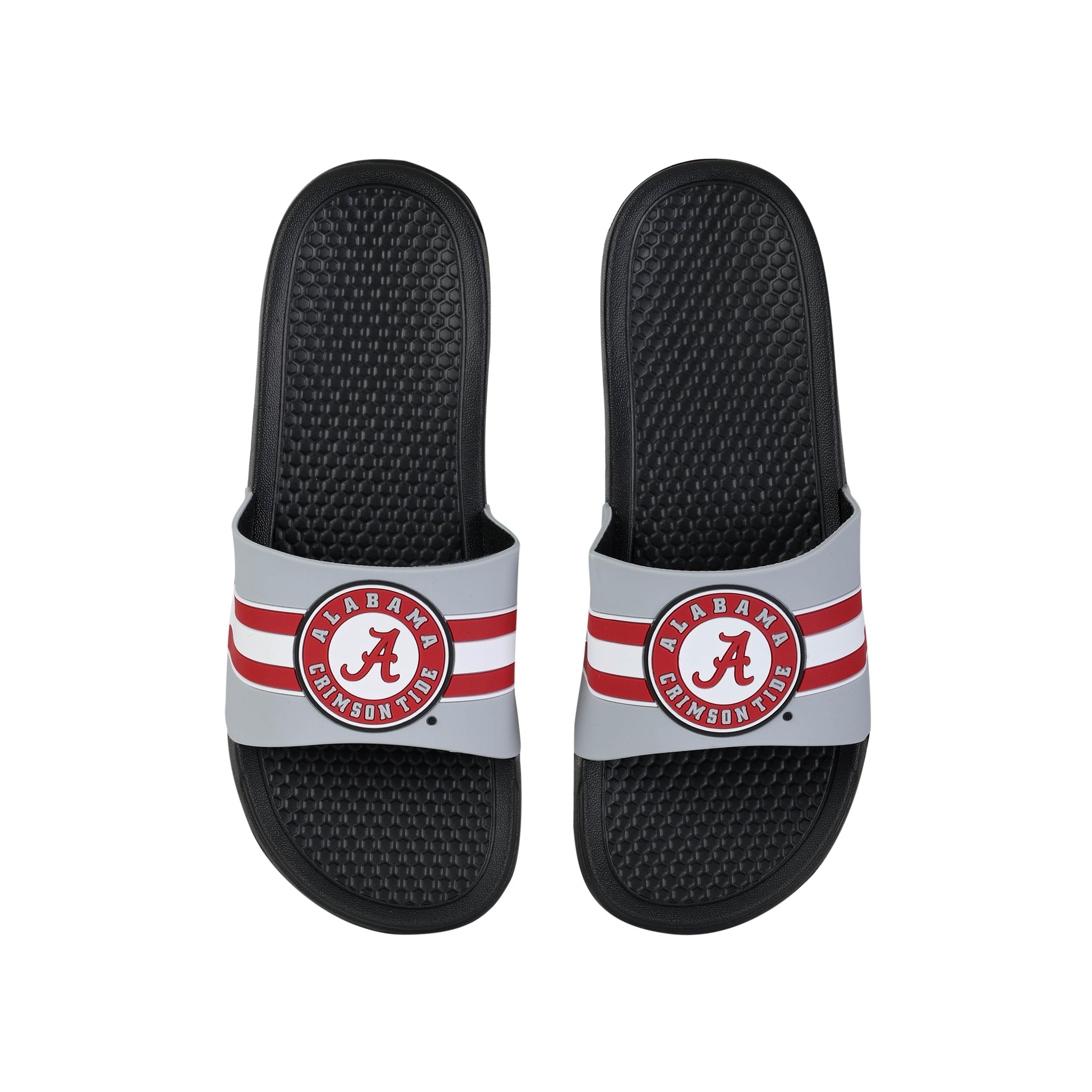 FOCO NCAA Men's Sport Shower Stripe Raised Slide Flip Flop Sandals (Alabama Crimson Tide, US Footwear Size System, Adult, Men, Numeric Range, Medium, 11, 12)