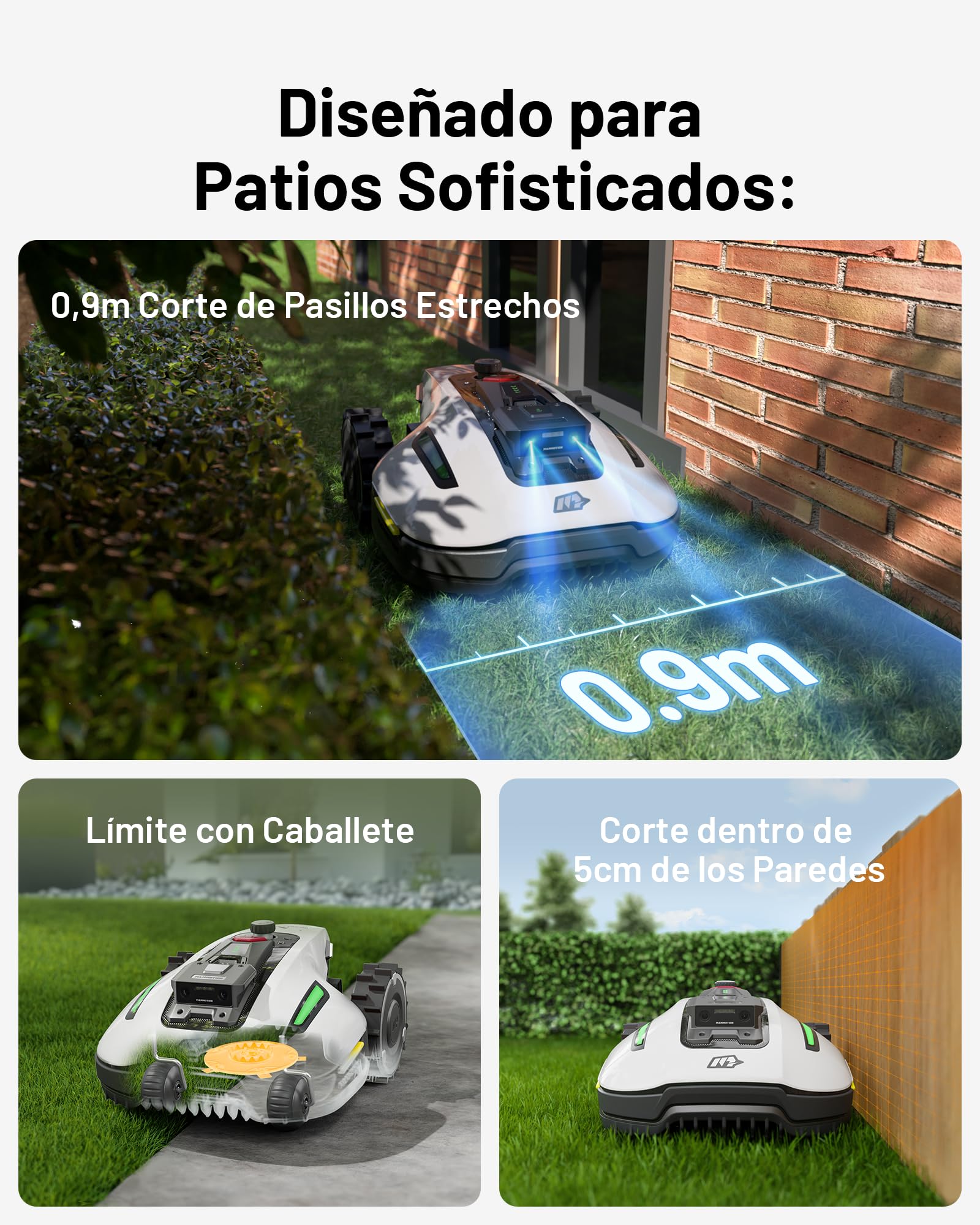 MAMMOTION YUKA Mini 500 Cortacésped robótico sin Cable delimitador, NetRTK+Vision, no Requiere Antena RTK, mapeo automático, área Recomendada 500 m², con módulo 4G, Pendiente del 50%