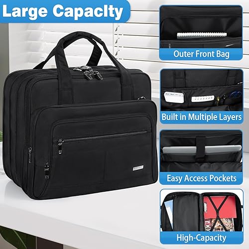 Miniatura 3 de GMAK Bolsa para computadora portátil para mujeres y hombres, maletín expandible para laptop con compartimento para computadora de 17.3 pulgadas,