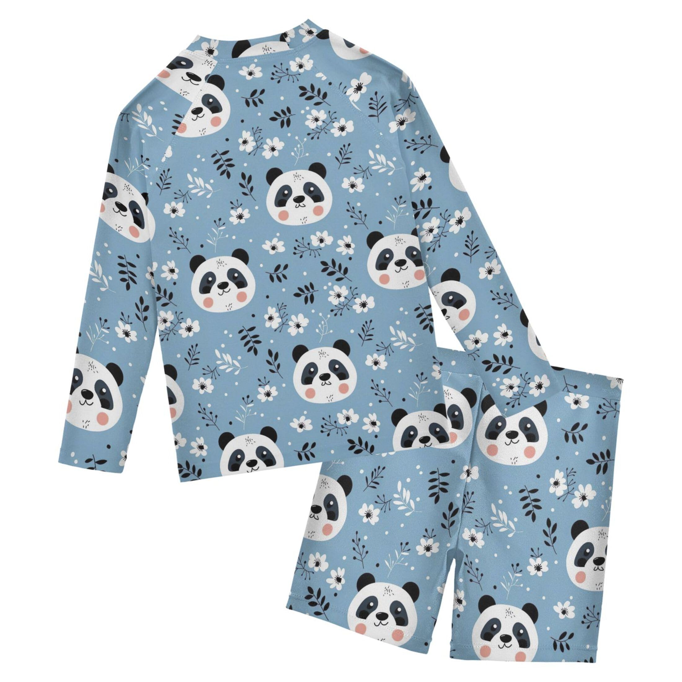 Panda Cute Animal Baby Boys' Toddler Long Sleeved Rashguard Swim Bathing Suit Set B0403386