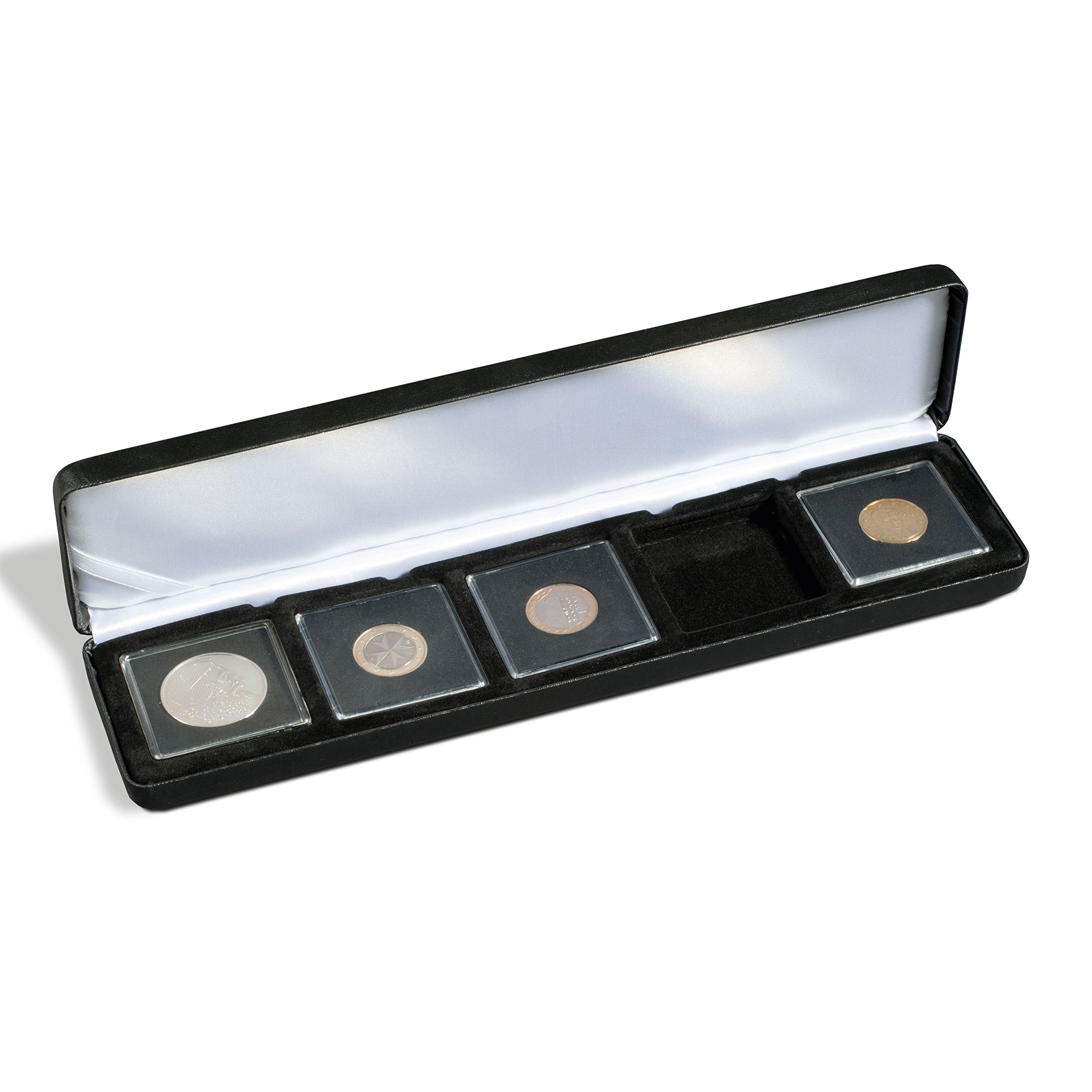 Leuchtturm Nobile 339266 Coin Case Square Compartments for 5 x Quadrum Capsule Coins Black