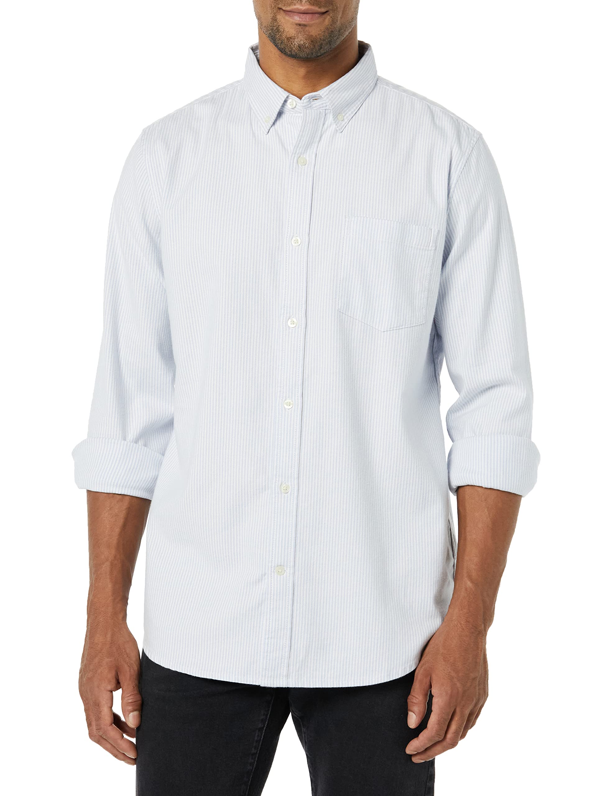 Amazon Essentials Mens Slim-Fit Long-Sleeve Stretch Oxford Shirt with Pocket