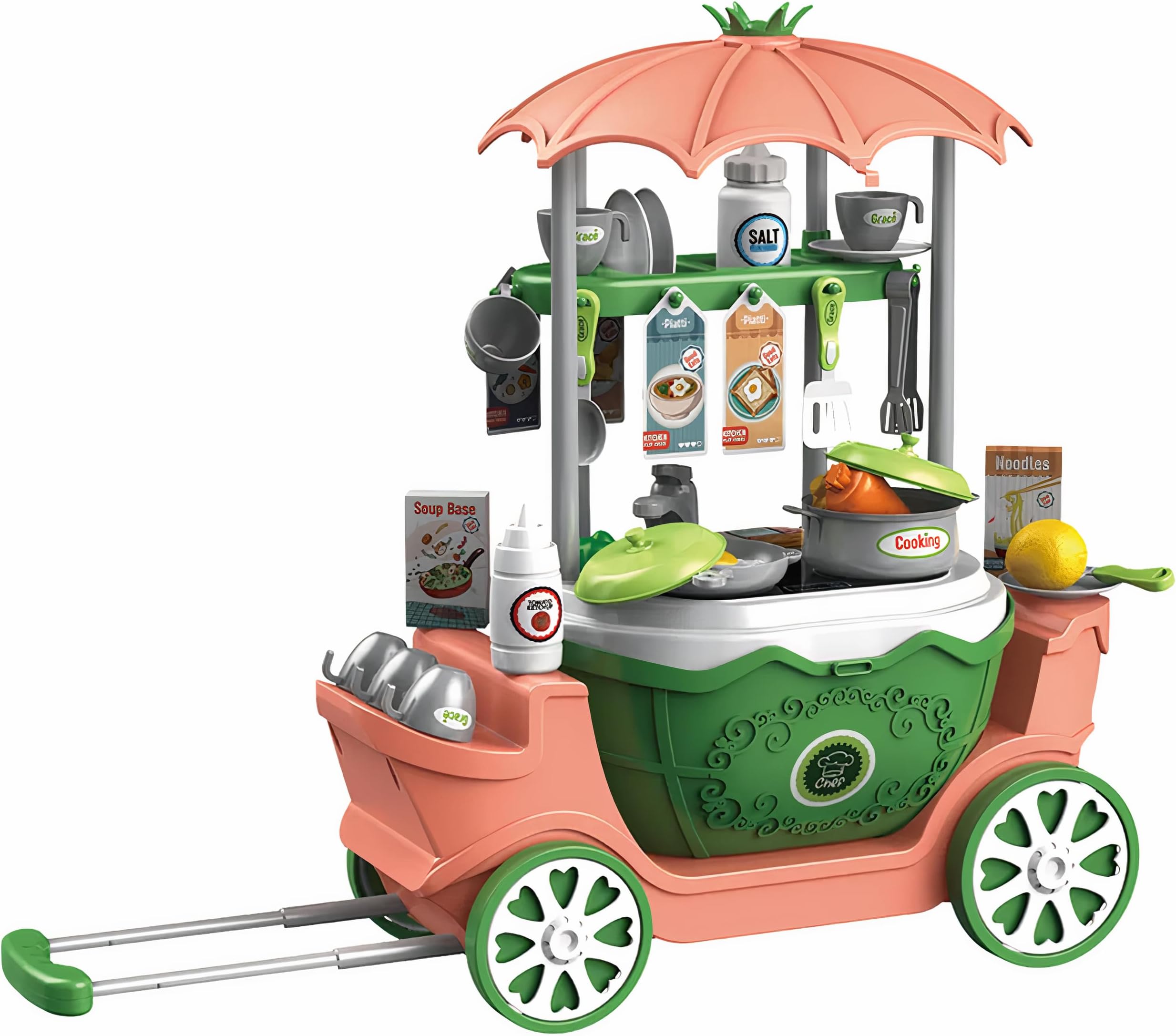REBEL kids 4-in-1 Surprise Playset, Kids Pretend Play Toys, Role Play Dental Kitchen Cooking Supermarket Fast Food Shop Set (Cooking Food)