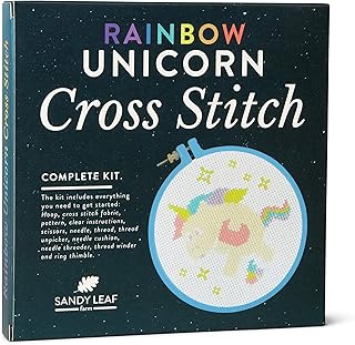 Набор для вышивки крестом «Радужный единорог» — включает в себя все необходимое, чтобы сделать собственного единорога для вышивки крестом — идеально подходит для начинающих