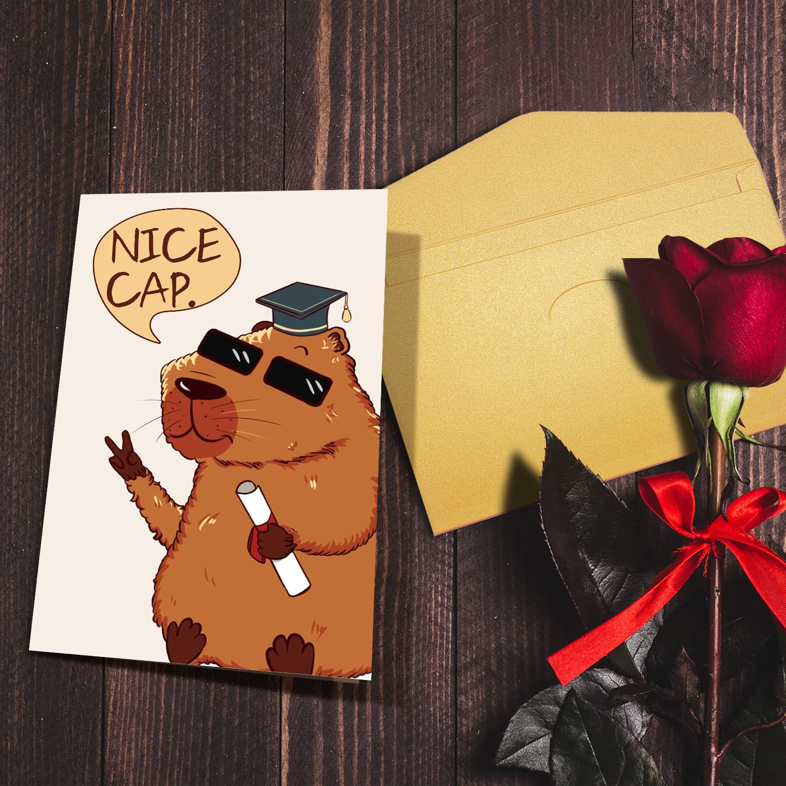 Nchigedy Funny Capybara Graduation Card for Graduates, Cute Graduation Cards for College High School, Grad Card for Him Her, Congratulations Graduate Card for Son Daughter Friend : Office Products