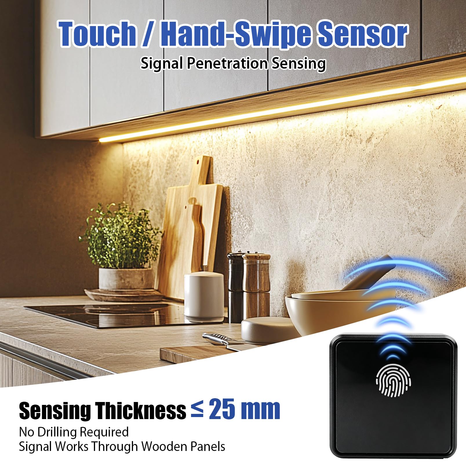 JAOGAUS LED-Streifen für Akustikpaneele, 6 x 90cm Schneidbare LED-Leisten | mit Touch-Sensor, Warmweiß Dimmbare Innenbeleuchtung für Paneele, Regale und Schränke