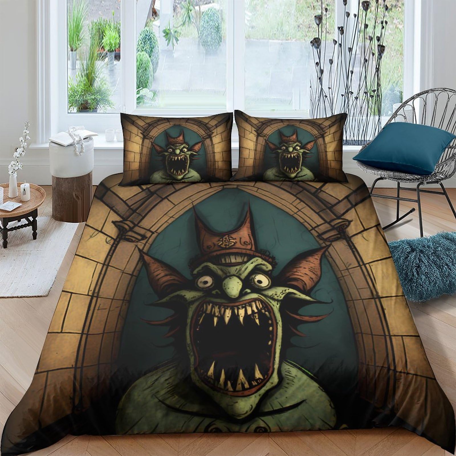 Couette AI 3D Géométrique Set de Literie avec Taie d'oreiller King 220x240cm