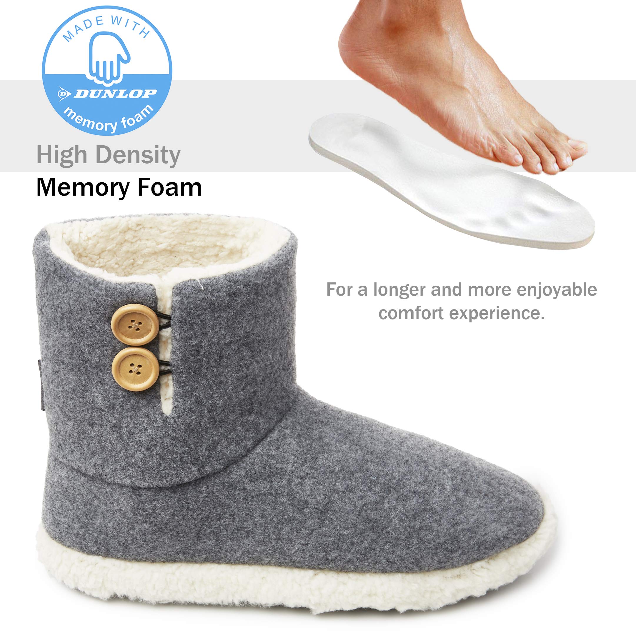 DUNLOP Pantofole Uomo a Stivaletto Invernali Peluche da Casa Ciabatte Memory Foam Antiscivolo 41-46