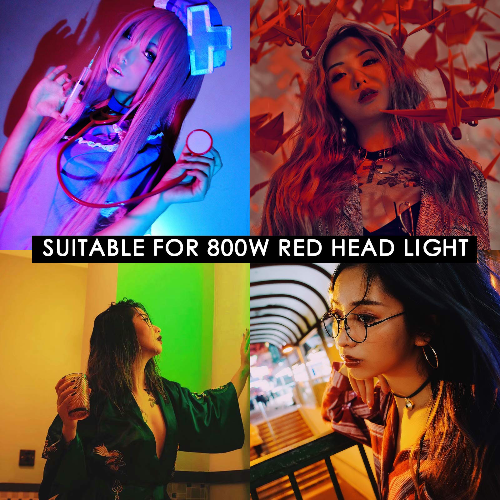 Filtre Gelatine Filtres de Correction en Gel Filtres de Couleur pour 800W Red Head Vidéo Éclairage Continu Studio Lot de 5 Couleurs CTO CTB