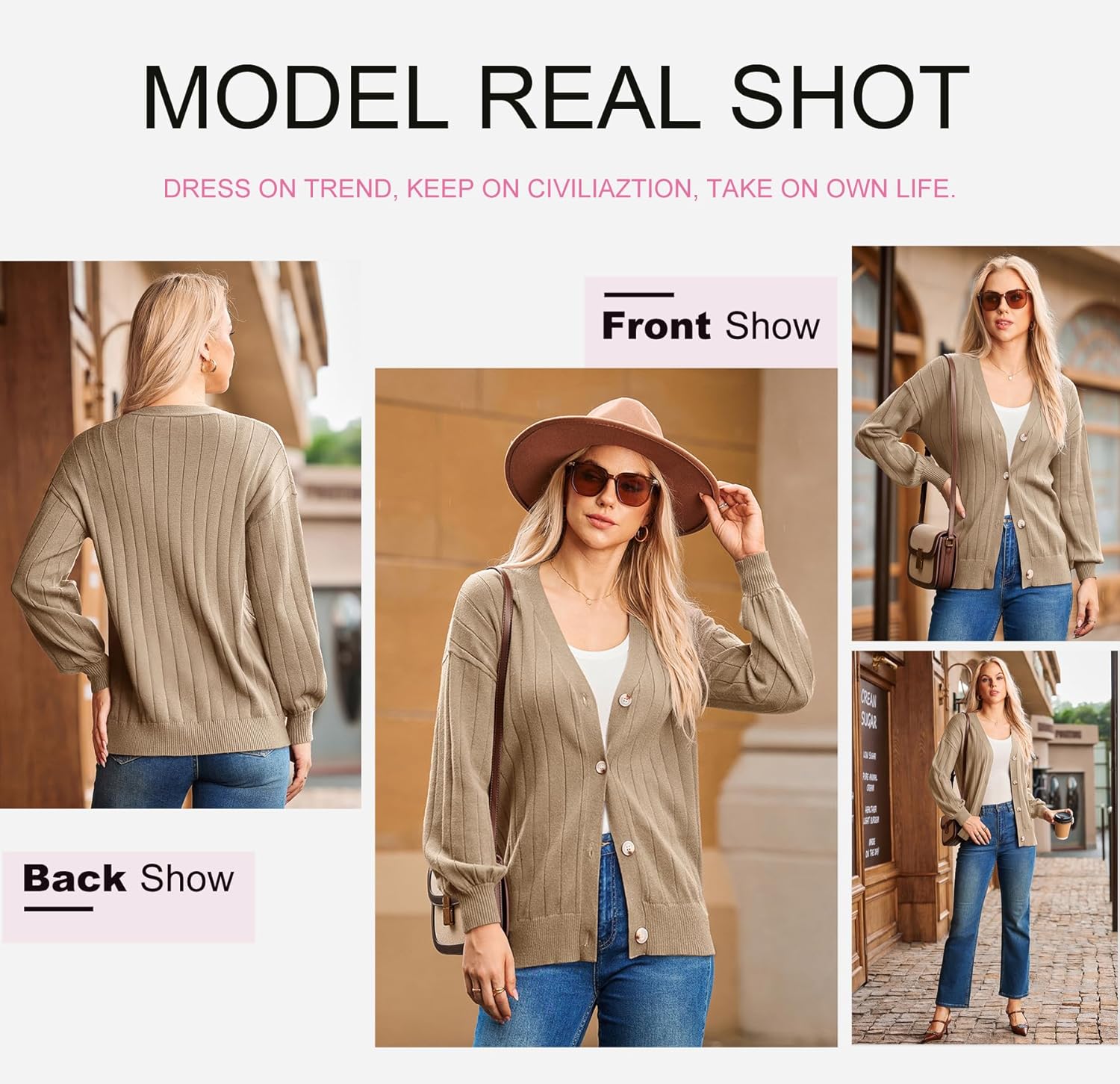 Dokotoo Womens Cardigan Sweaters 2025 Fall Casual Button Down Cuffed Long Sleeve Ribbed Knit Sweater Tops - Image 5