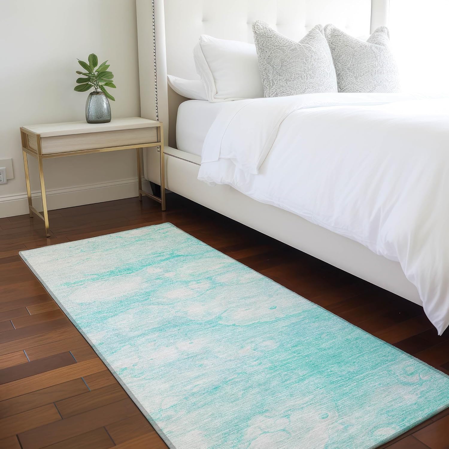 Addison Rugs Chantille ACN699 Aqua 2'3" x 7'6" Indoor Outdoor Hallway Runner Rug, Easy Clean, Machine Washable, Non Shedding, Kitchen Area Carpet for Bathroom, Patio, Laundry and Bedroom Rug