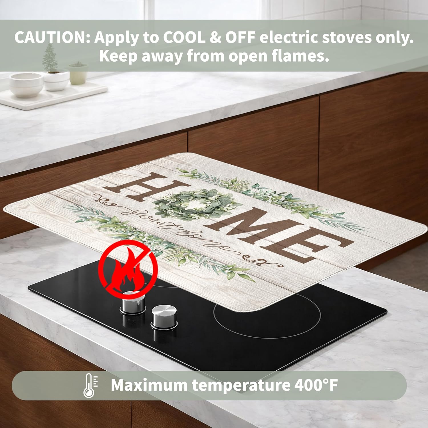 Stove Top Cover for Electric Stove 28"x20", Sage Green Heat Resistant Rubber Mat, Non-Slip Cooktop Protector to Prevent Scratches & Expand Countertop Space, Kitchen Decor Accessories