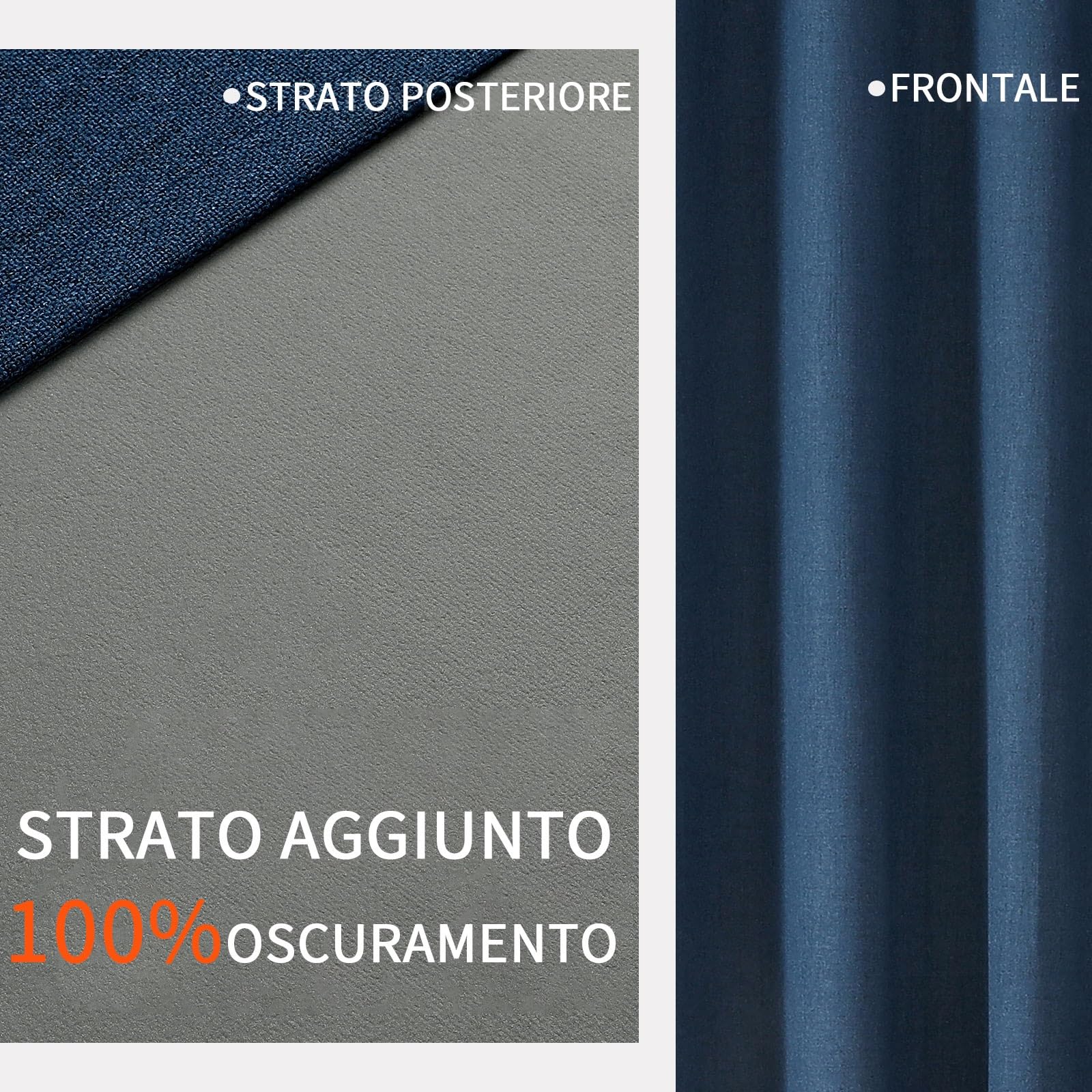 Joydeco 100% Tende Oscuranti per Interni 2 Pezzi, Lino Tende Termiche con Occhielli per Soggiorno Moderne, Cameretta Bambini, Camera da Letto Blackout Curtains(Blu Reale, 2xL140xA200)