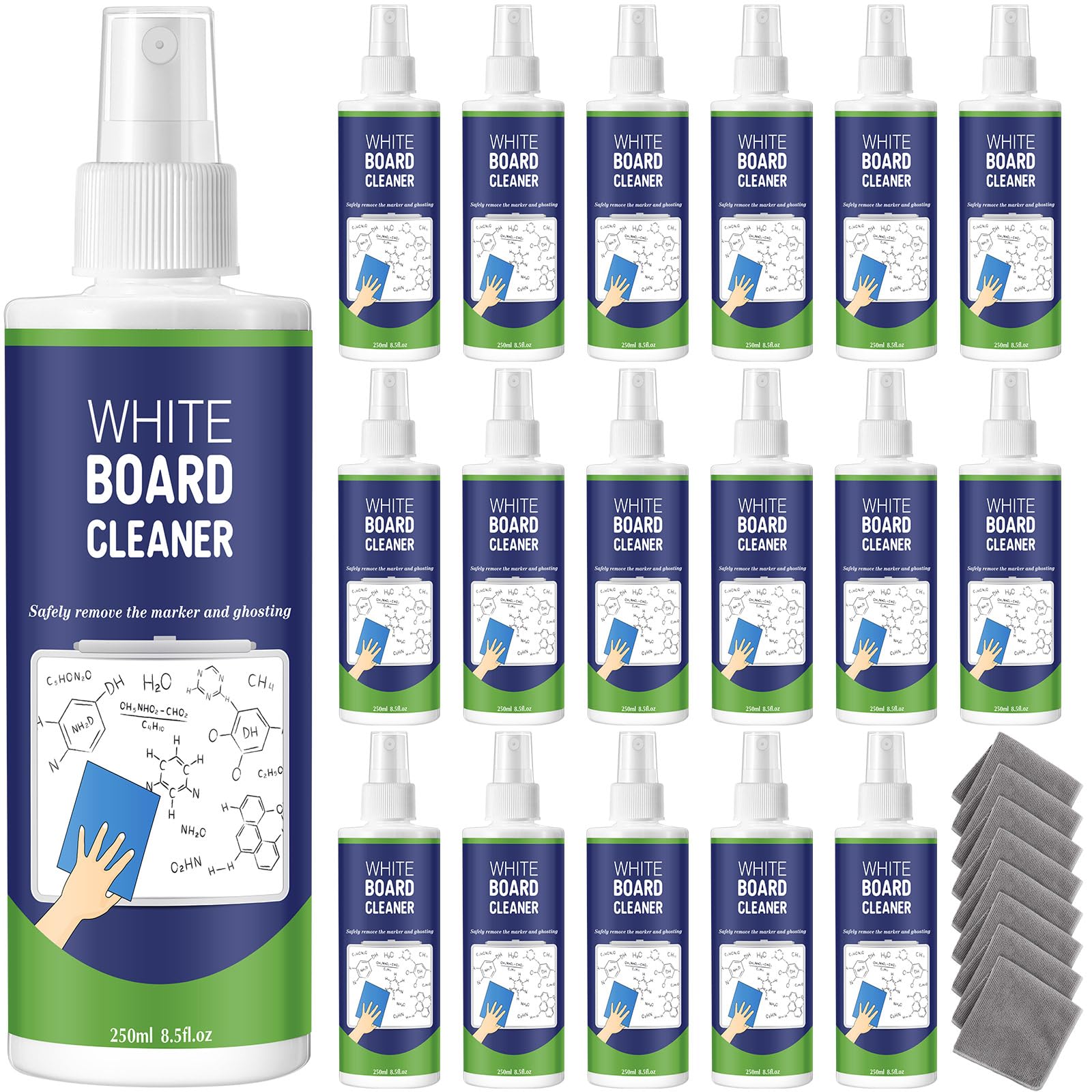 16 Pack Whiteboard Cleaner Spray 8.5oz Dry Erase Board Cleaner with 8 Cloths Non Toxic Dry Erase Cleaner Removes Stubborn Marks from Whiteboards