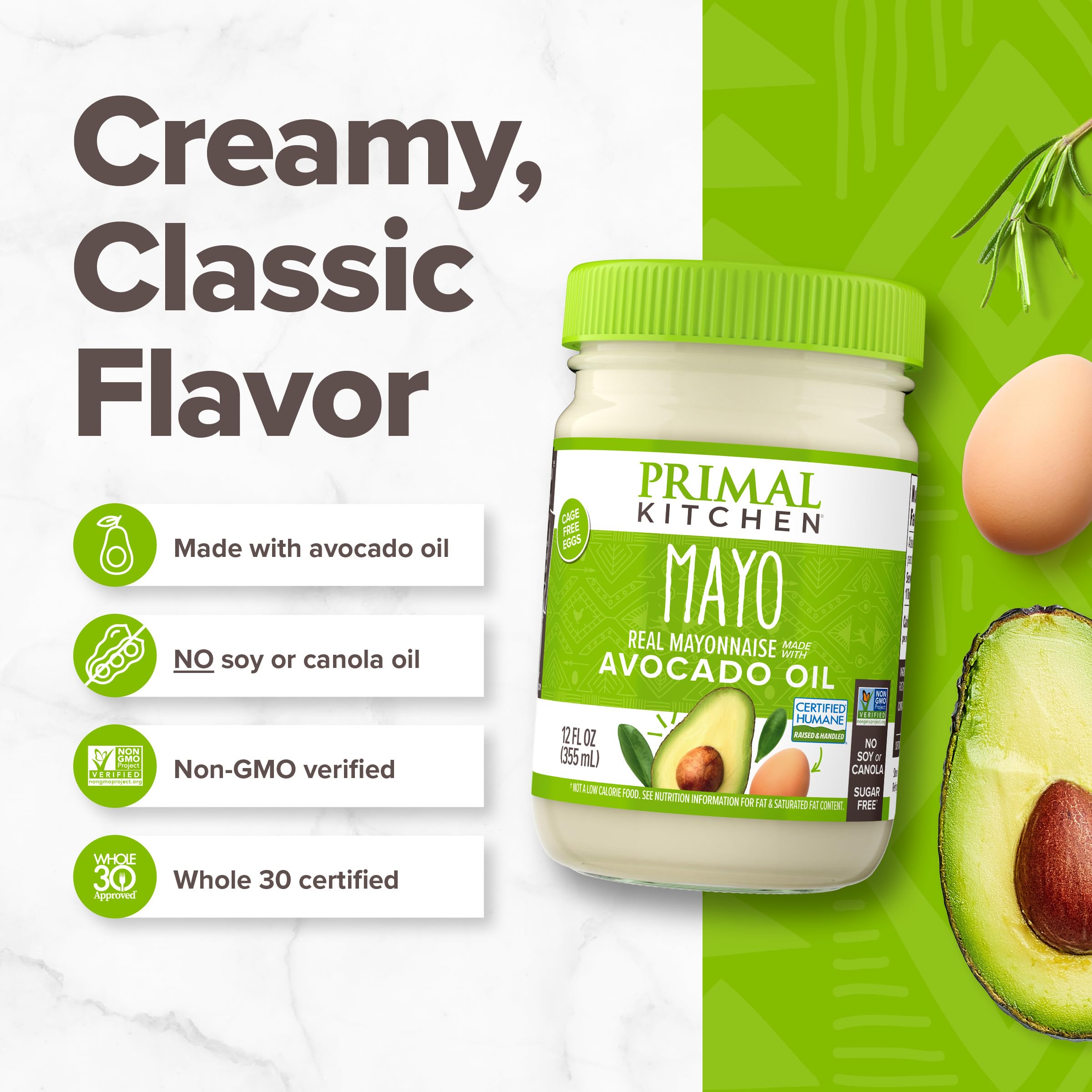Primal Kitchen - Mayo fait avec de l'huile d'avocat - 12 once.