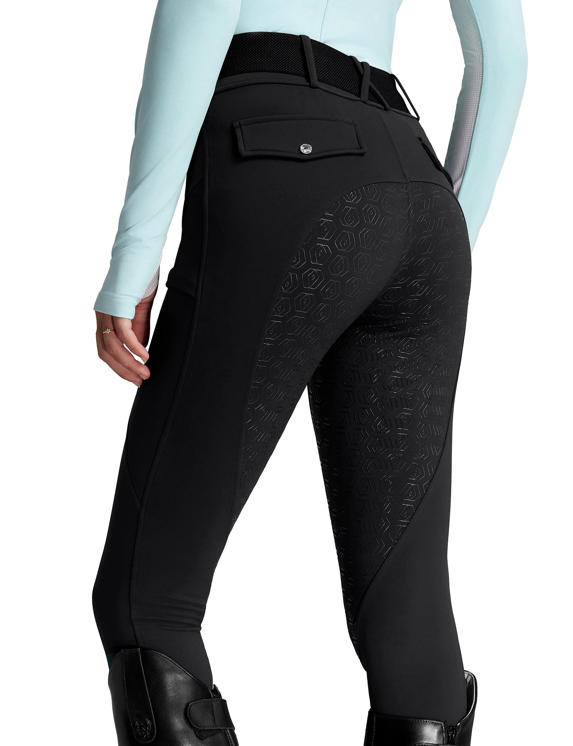 FitsT4 Sports Leggings de equitación de invierno para mujer, de silicona, con forro polar, con bolsillos y trabillas para cinturón
