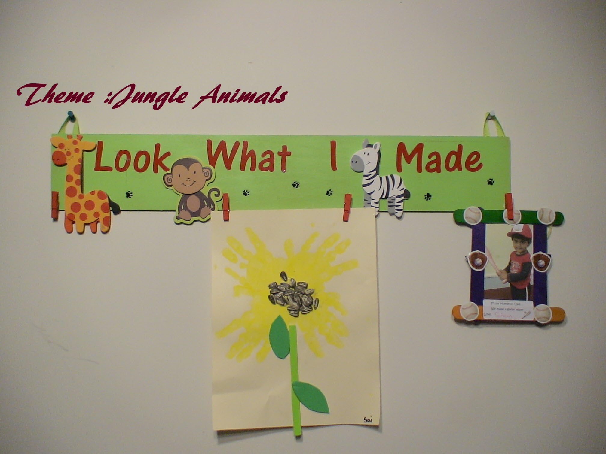 Nursery Decor/Kids wall art/Custom Personalized Kids art display/kids art holder- Jungle animalsTheme